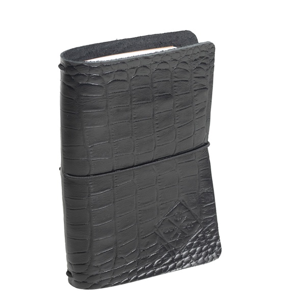Кожаный Блокнот А6 со сменными блоками черный Кайман LA16BLK фото
