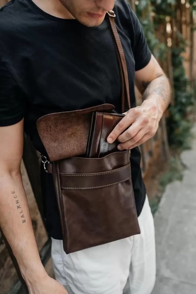 Шкіряна сумка Connery коричнева BM04BR фото