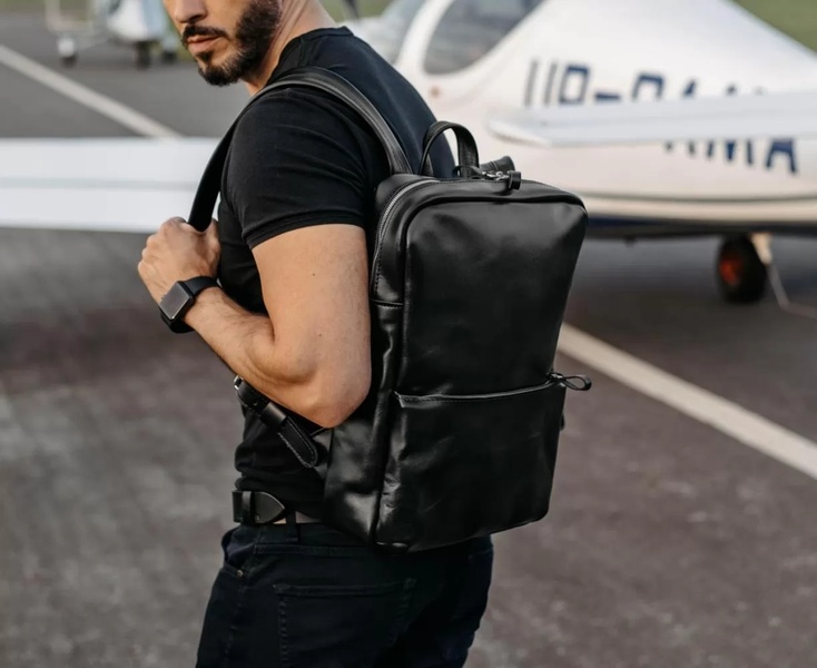 Кожаный рюкзак Nomad черный M BP04BL фото