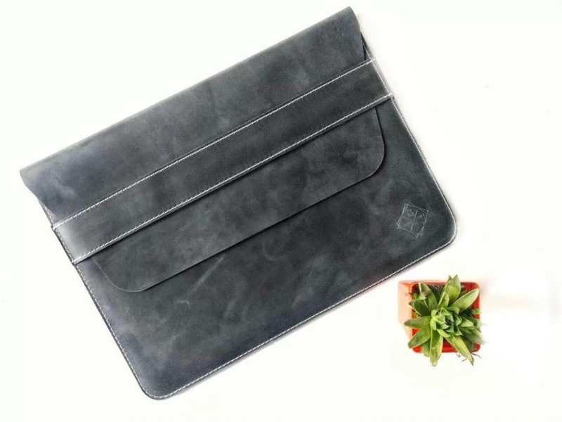 Кожаный Чехол для ноутбука Sleeve серый 14 LC04GG-14 фото