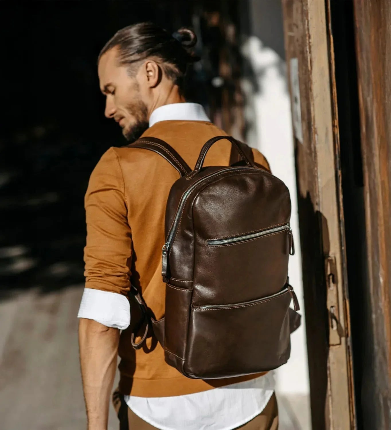 Рюкзак з класичної шкіри для роботи та подорожей | Splay