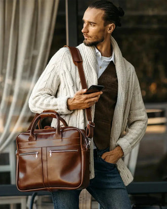 Чоловічий шкіряний портфель на блискавці | Zipper, фото 20 — Skin&Skin