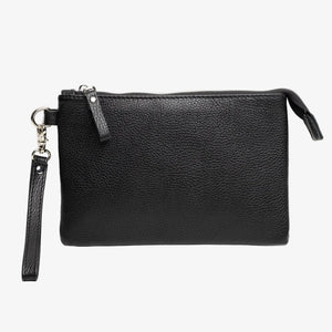 Zippered Full grain Leather Clutch | Graini Black - Skin and Skin