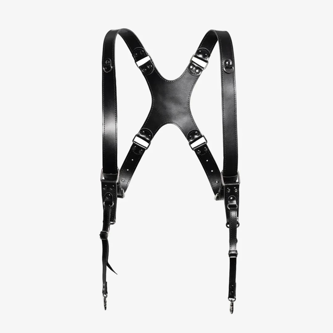 Leather Double Camera Harness - Matted | Black - Skin and Skin