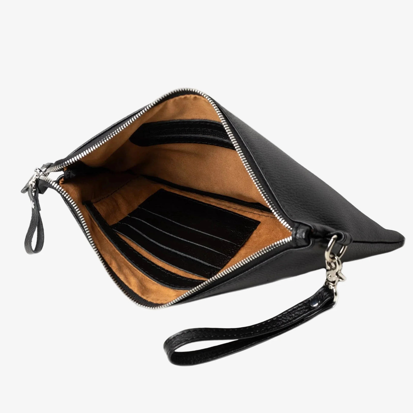 Zippered Full grain Leather Clutch | Graini Black - Skin and Skin