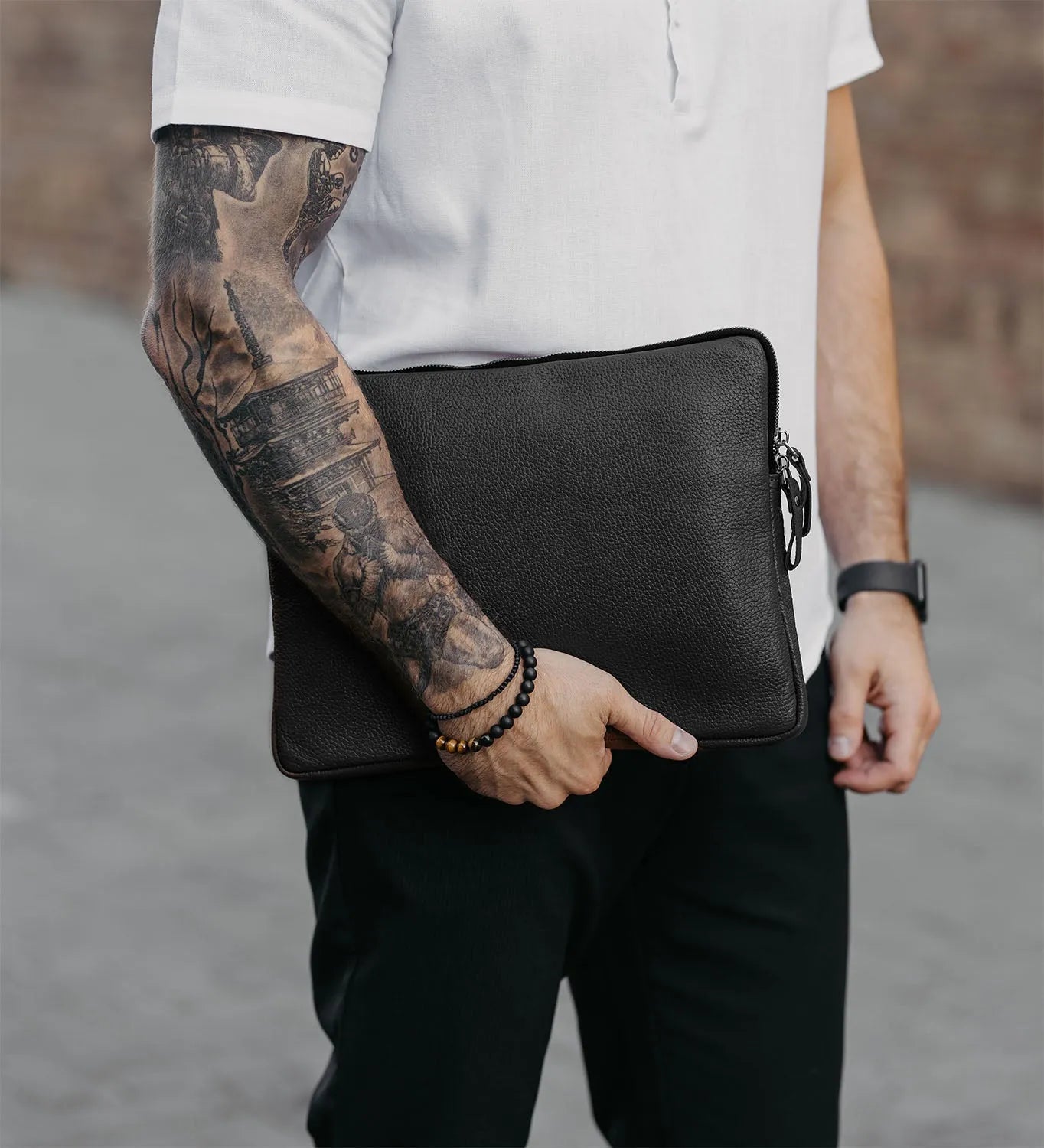 Папка-органайзер на блискавці із зернистої шкіри 14"/16"| Zipcase