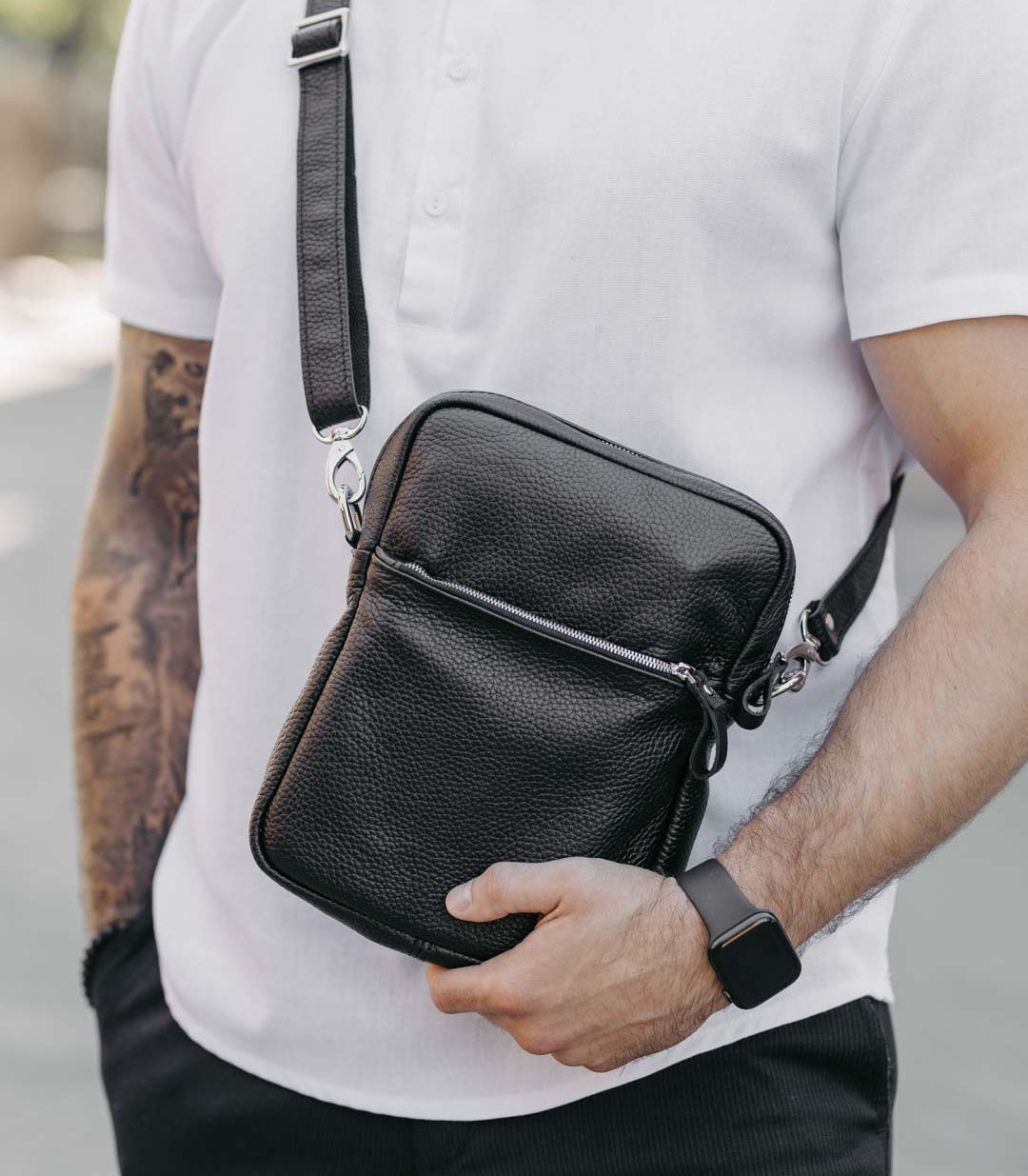 Чоловіча сумка через плече із зернистої шкіри | Weasy