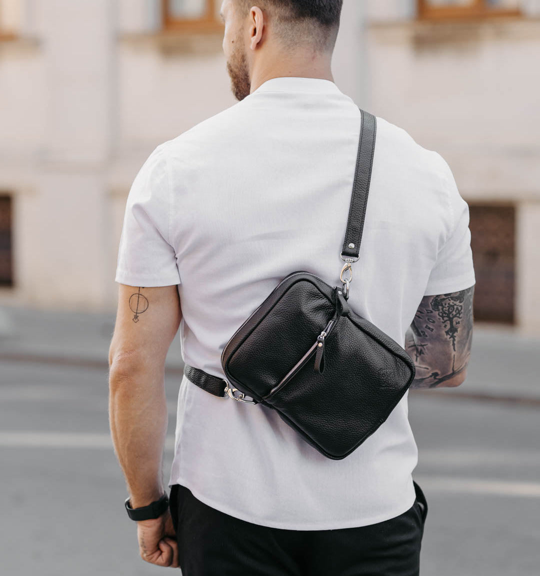 Чоловіча сумка через плече із зернистої шкіри | Weasy