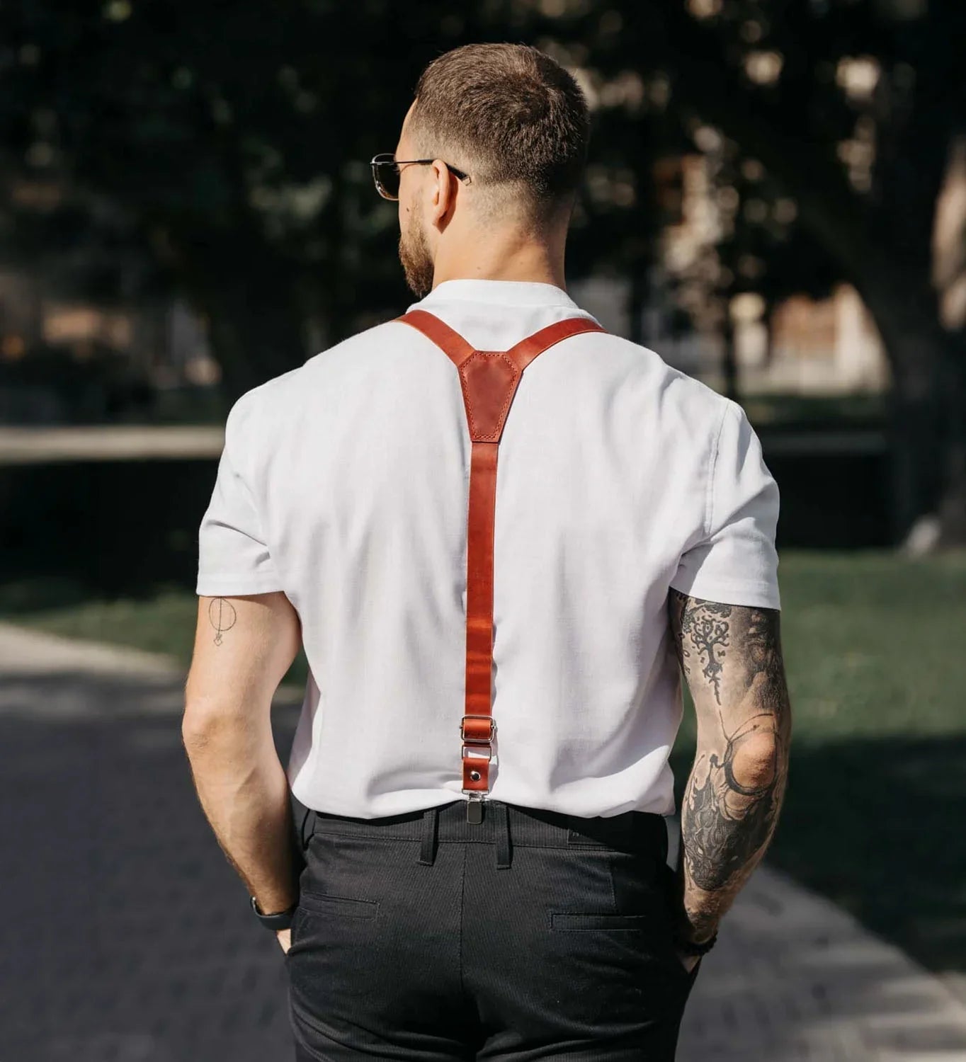 Підтяжки Y-типу зі шкіри Crazy Horse