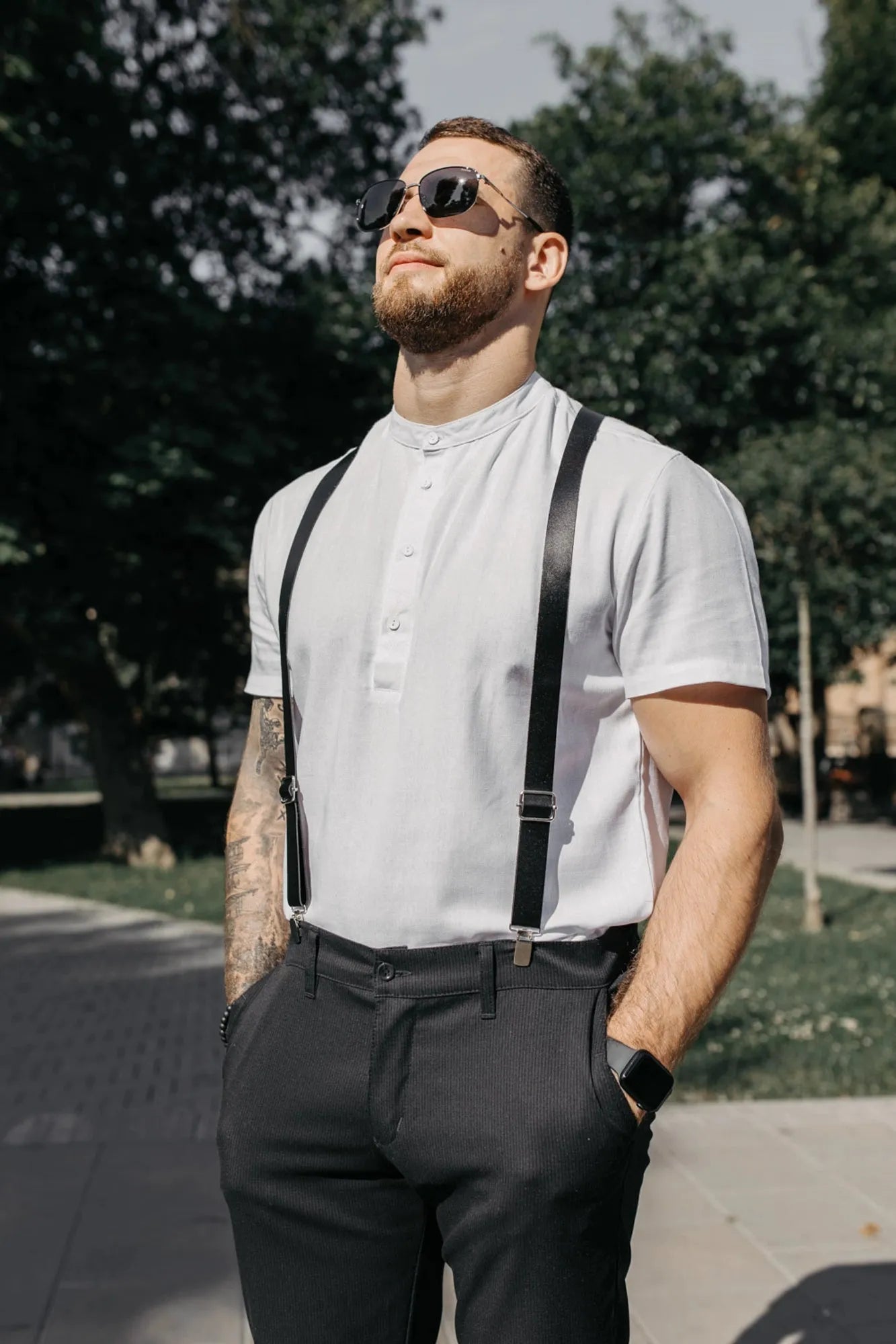 Leather Braces for Men's | Black - Skin and Skin