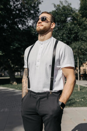 Leather Braces for Men's | Black - Skin and Skin