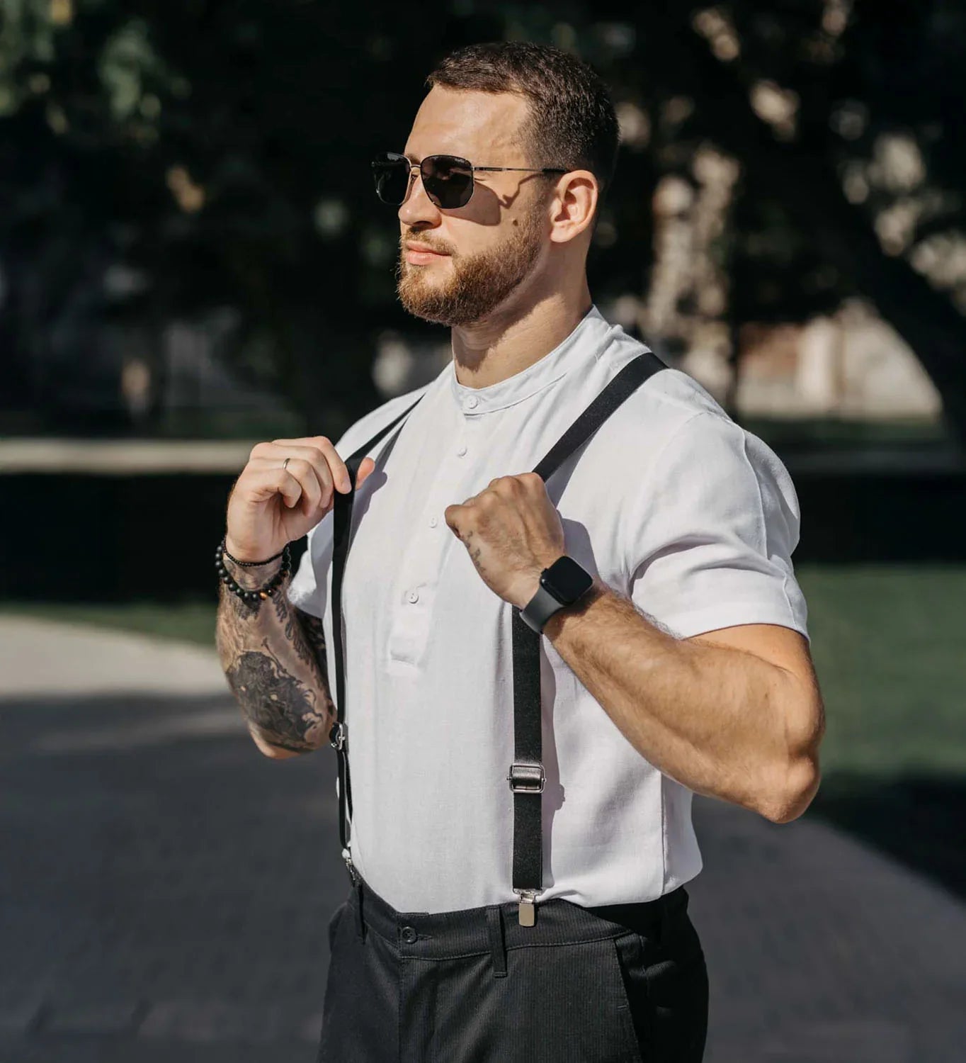 Класичні підтяжки Y-типу з гладкої шкіри