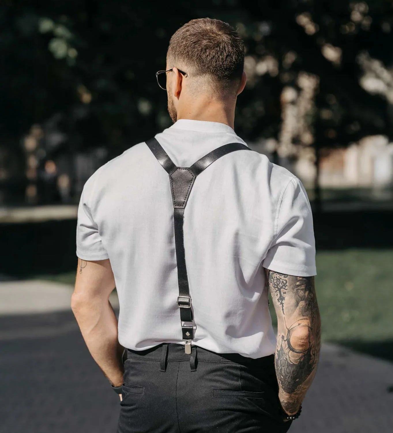 Класичні підтяжки Y-типу з гладкої шкіри