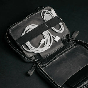 Leather Organizer for Cables & Tech | Smoky Grey - Skin and Skin