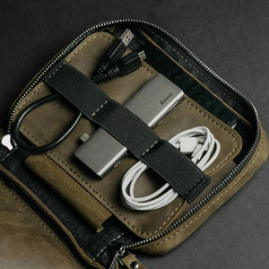 Organizer for Cables & Tech with Zip Closure | Olive Green - Skin and Skin