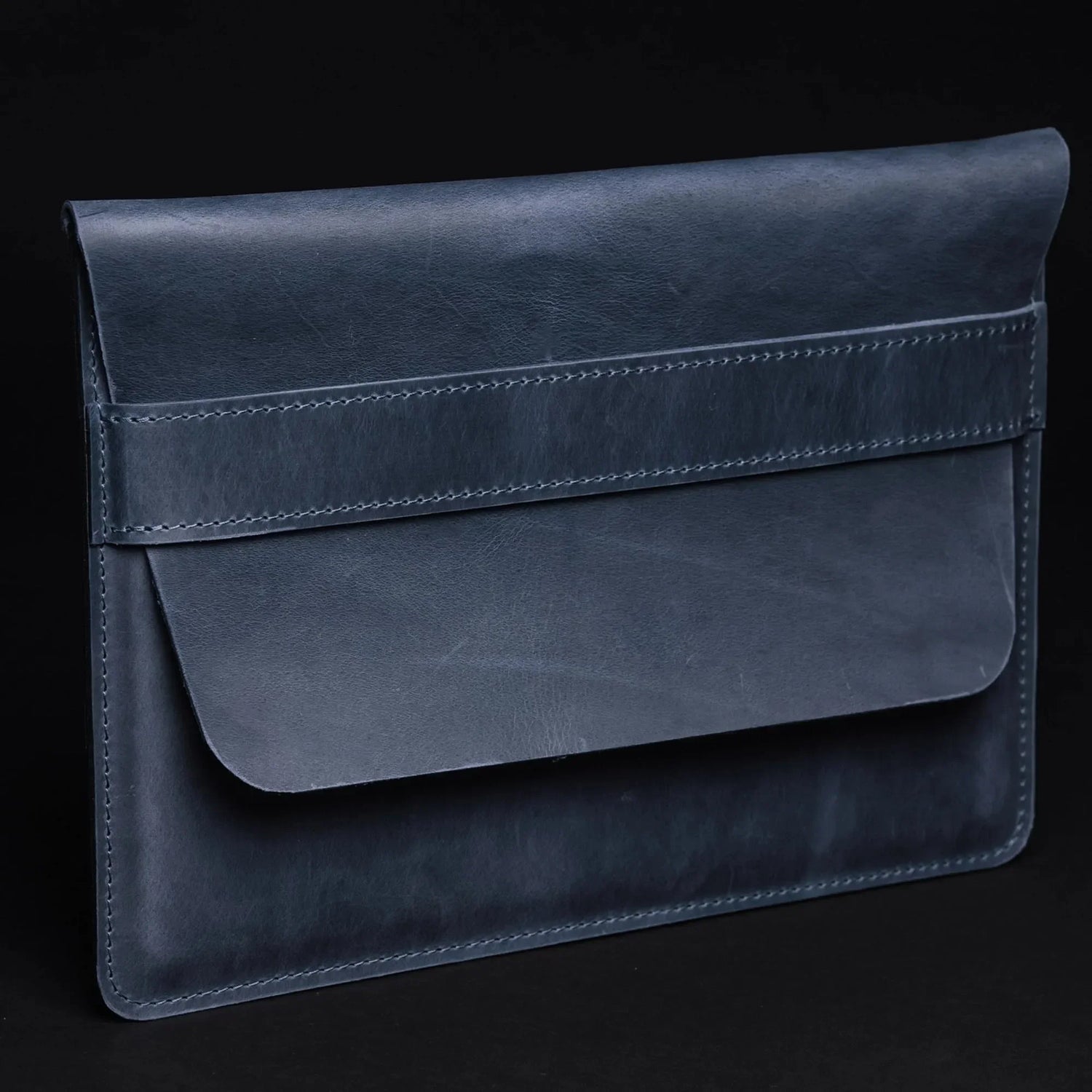 Distressed Leather Sleeve for Macbook - All sizes | Navy Blue - Skin and Skin