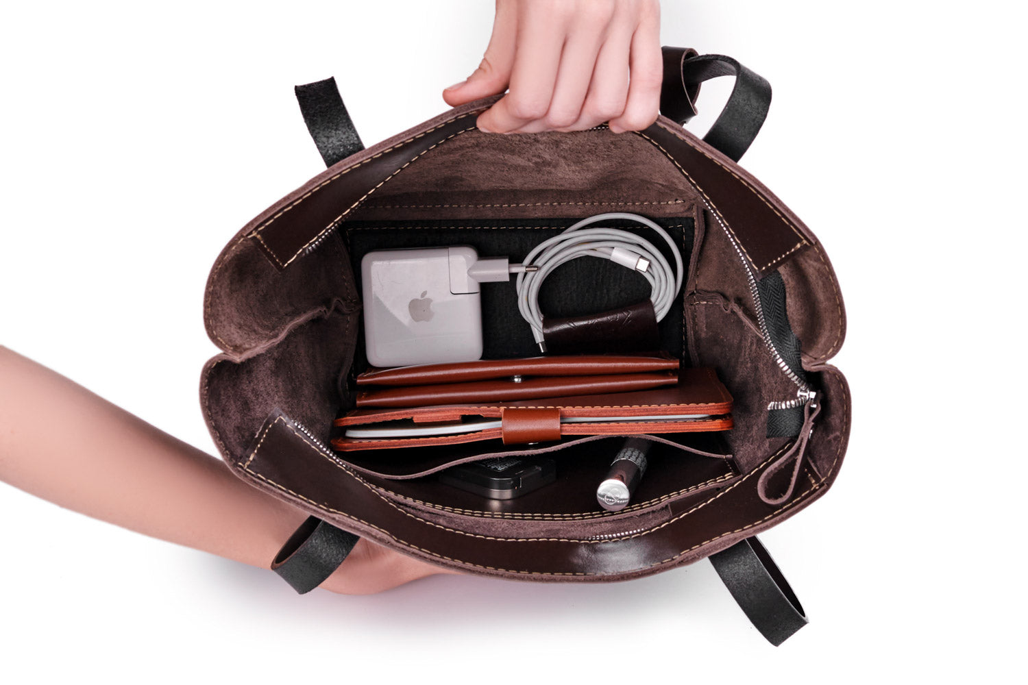 Жіноча сумка Tote з класичної шкіри з органайзером