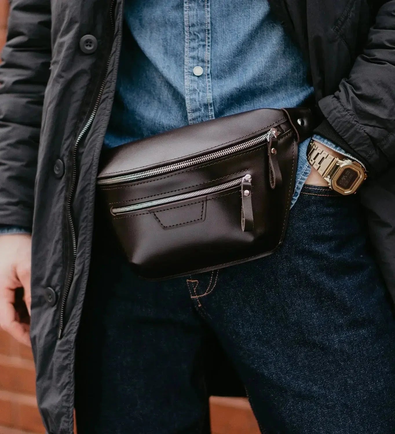 Поясна сумка Bum Bag з класичної шкіри для жінок та чоловіків, фото 12 — Skin&Skin