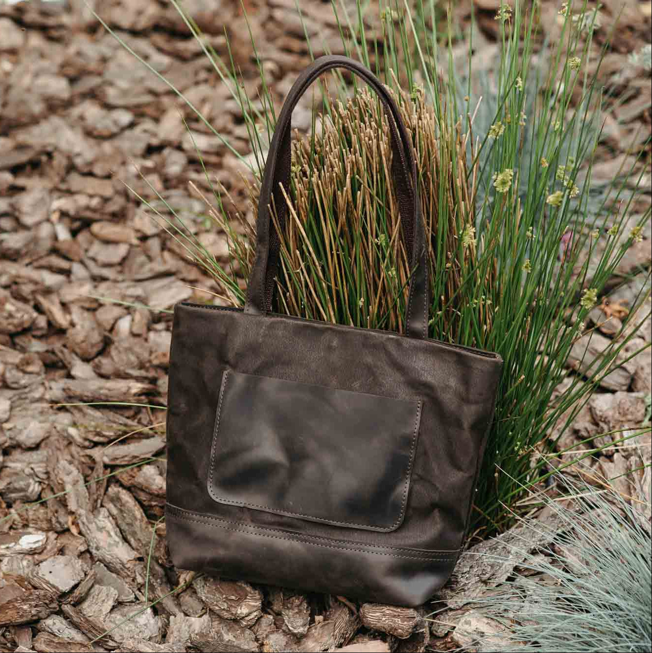 Жіноча сумка Tote із вощеного канвасу та натуральної шкіри, фото 11 — Skin&Skin