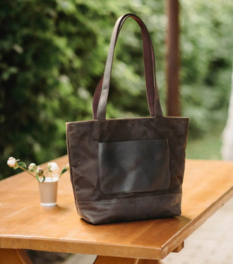 Жіноча сумка Tote із вощеного канвасу та натуральної шкіри, фото 10 — Skin&Skin