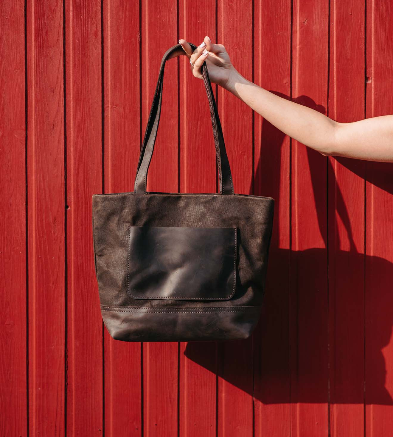 Жіноча сумка Tote із вощеного канвасу зі шкіряними ручками