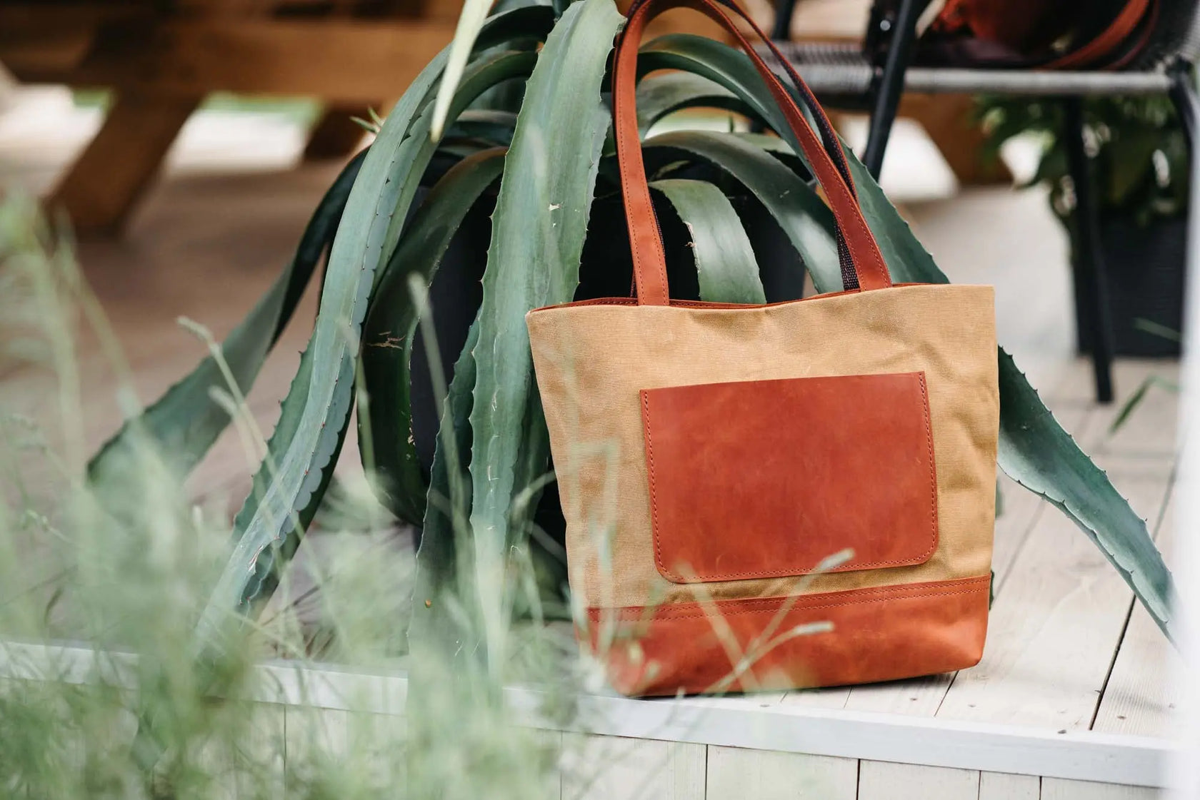 Жіноча сумка Tote із вощеного канвасу та натуральної шкіри, фото 56 — Skin&Skin