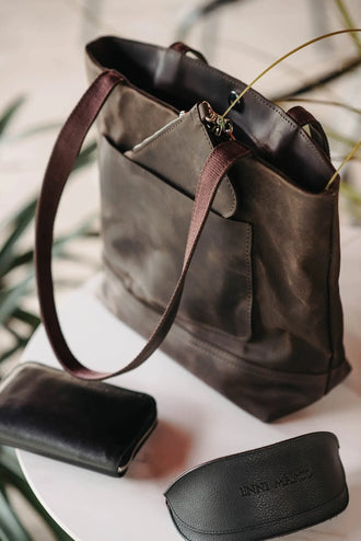 Жіноча сумка Tote із вощеного канвасу та натуральної шкіри, фото 20 — Skin&Skin