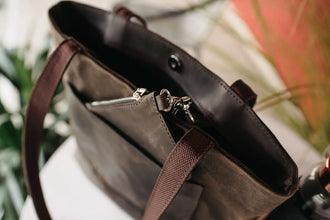 Жіноча сумка Tote із вощеного канвасу та натуральної шкіри, фото 14 — Skin&Skin