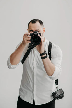 Leather Double Camera Harness - Matted | Black - Skin and Skin