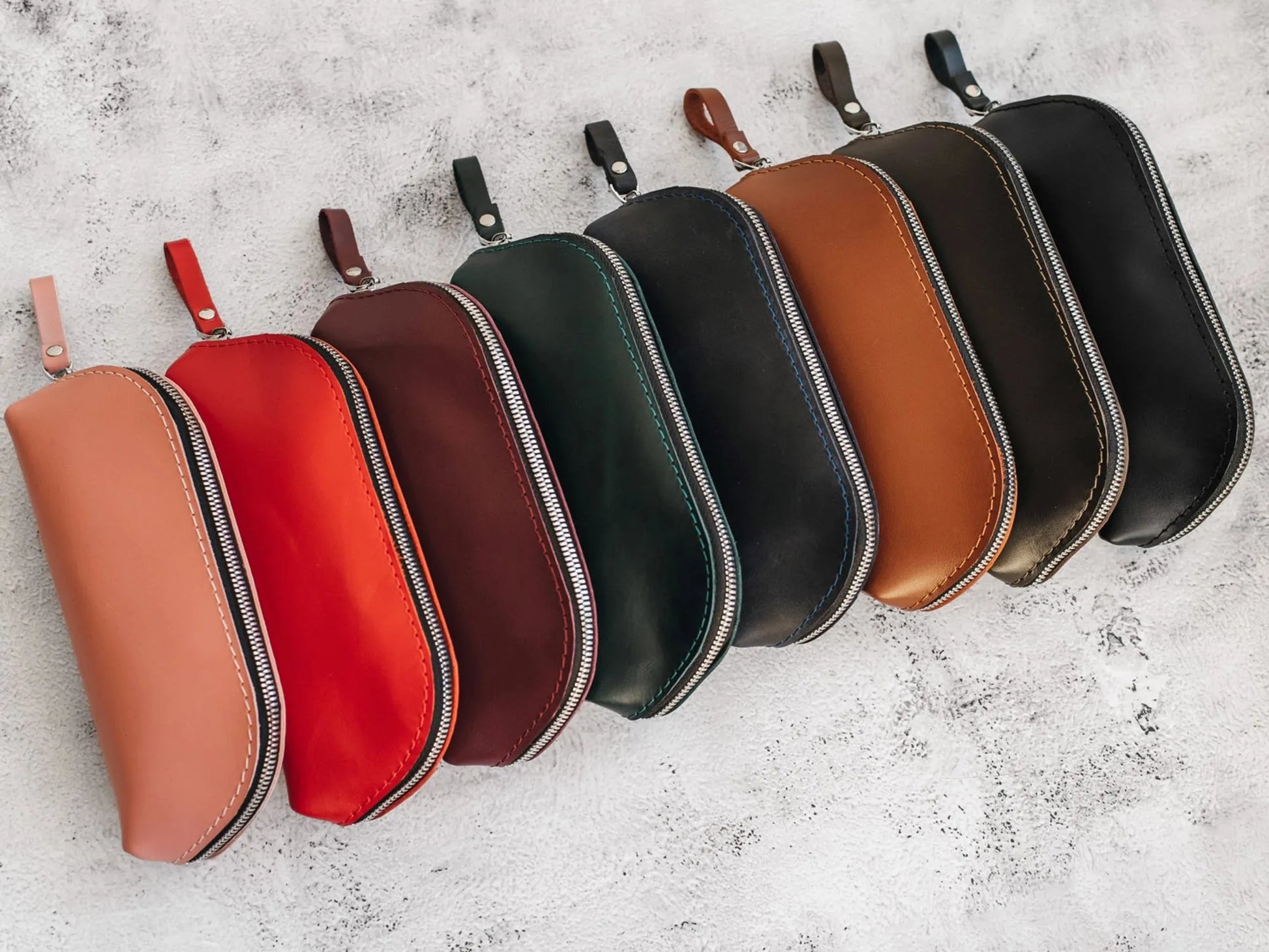 Zippered Leather Pencil Case | Smooth Black - Skin and Skin