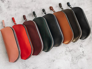 Zippered Leather Pencil Case | Smooth Black - Skin and Skin