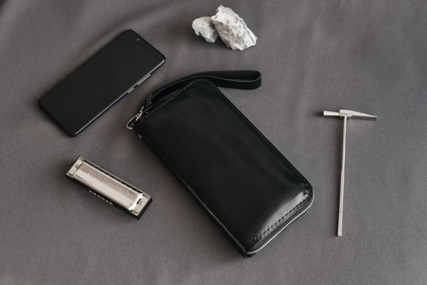 Zip Leather Clutch Wallet | Smooth Black - Skin and Skin