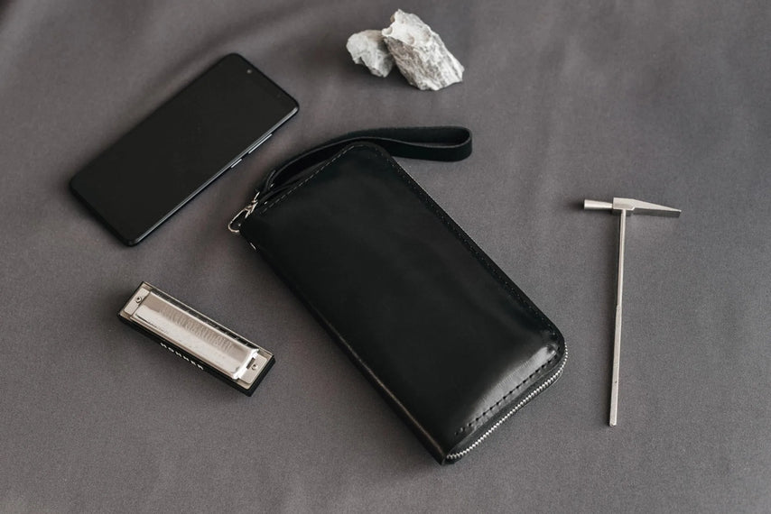 Zip Leather Clutch Wallet | Smooth Black - Skin and Skin