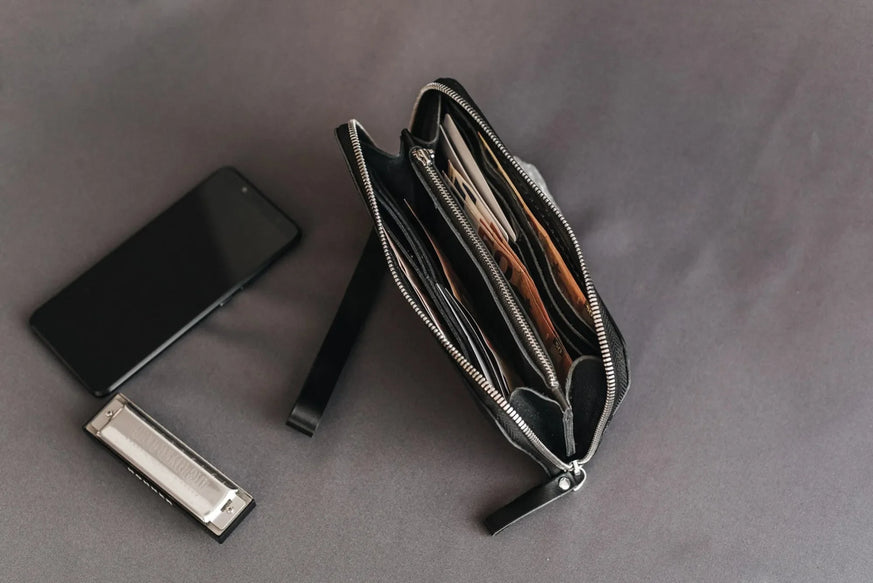 Zip Leather Clutch Wallet | Smooth Black - Skin and Skin