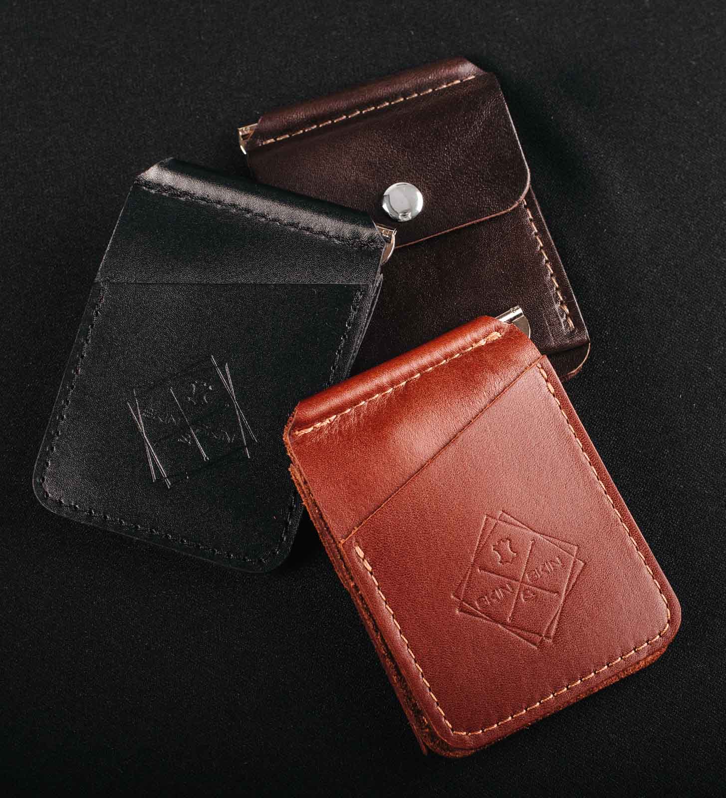 Шкіряний зажим для грошей з монетницею