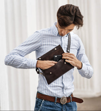 Поясна чоловіча сумка Crossbody M із натуральної шкіри, фото 16 — Skin&Skin