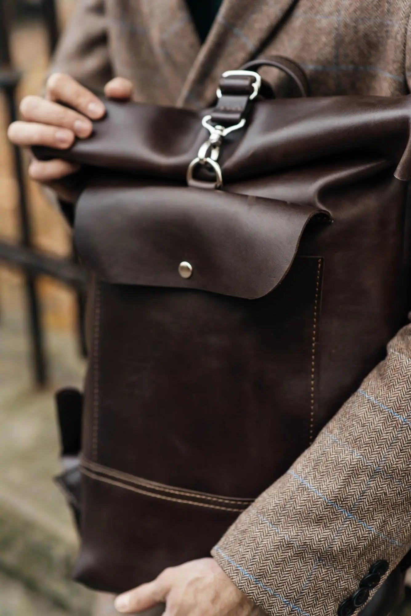 Мінімалістичний шкіряний рюкзак RollTop, фото 23 — Skin&Skin