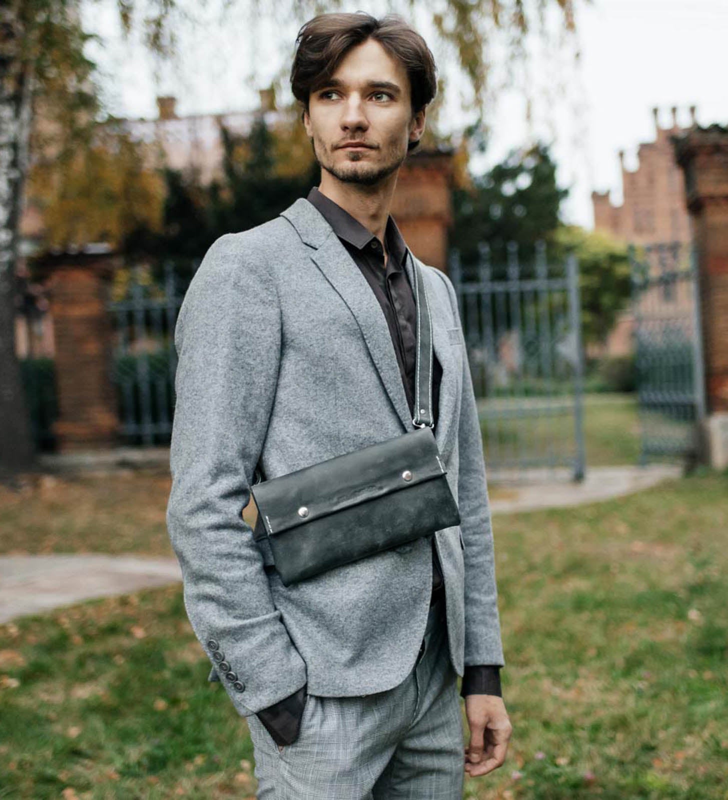 Поясна чоловіча сумка Crossbody M із натуральної шкіри, фото 32 — Skin&Skin