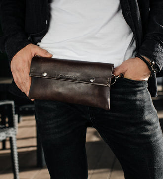 Поясна чоловіча сумка Crossbody M із натуральної шкіри, фото 17 — Skin&Skin