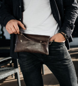 Поясна чоловіча сумка Crossbody M із натуральної шкіри, фото 18 — Skin&Skin
