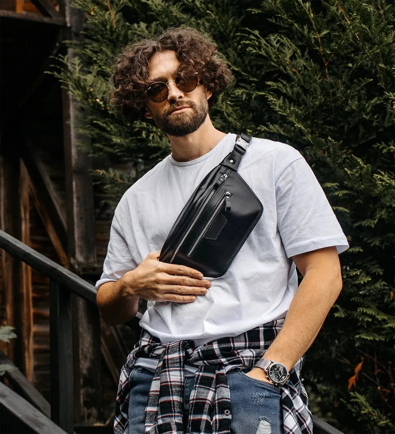 Поясна сумка Bum Bag з класичної шкіри для жінок та чоловіків, фото 6 — Skin&Skin
