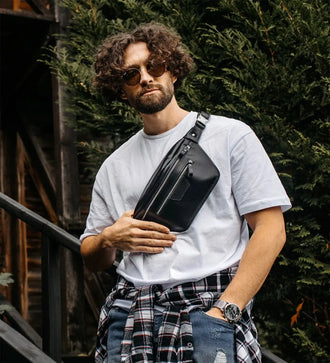 Поясна сумка Bum Bag з класичної шкіри для жінок та чоловіків, фото 6 — Skin&Skin