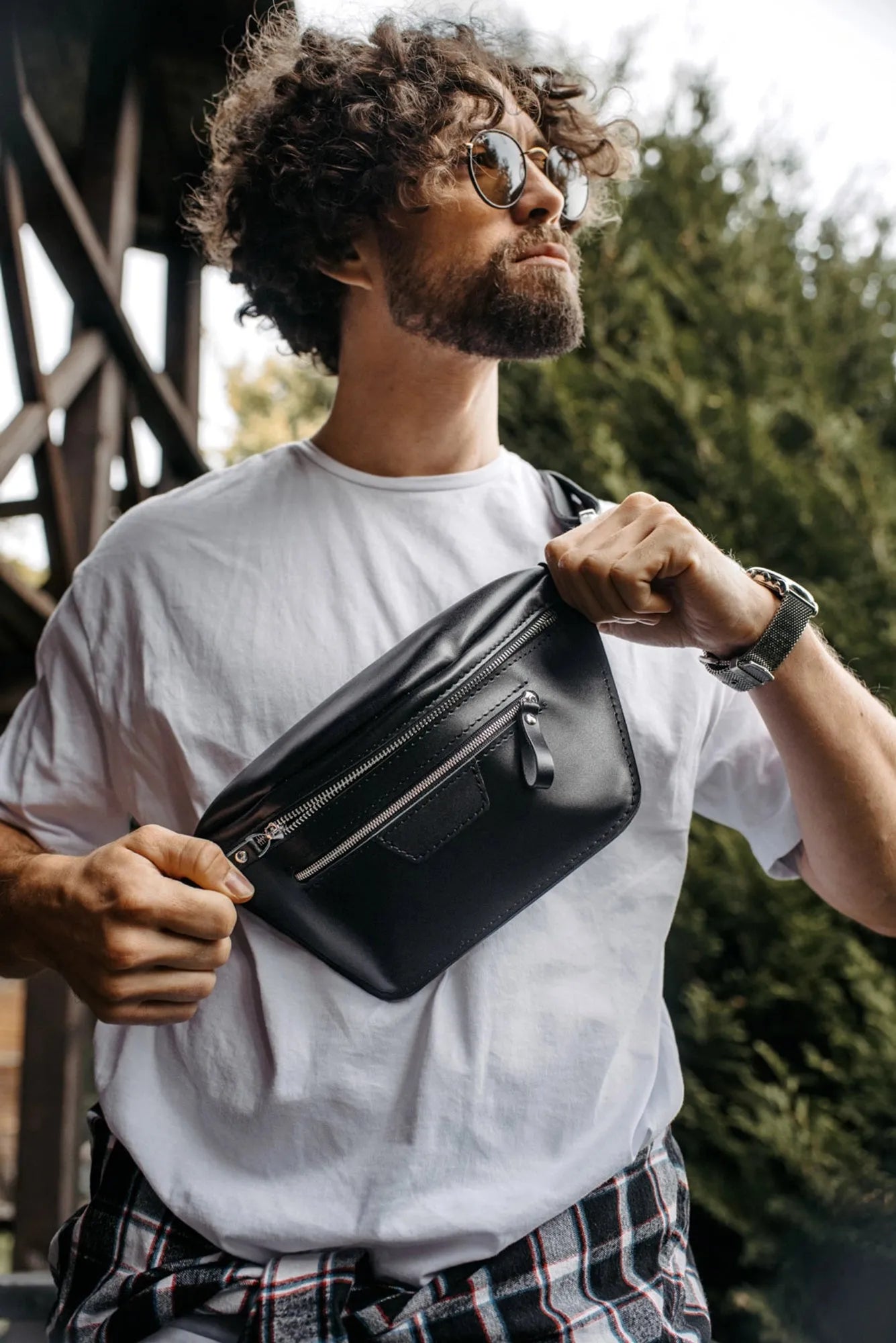 Поясна сумка Bum Bag з класичної шкіри для жінок та чоловіків, фото 8 — Skin&Skin