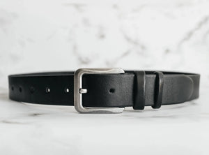 Veg Tanned Leather Belt | Smooth Black - Skin and Skin