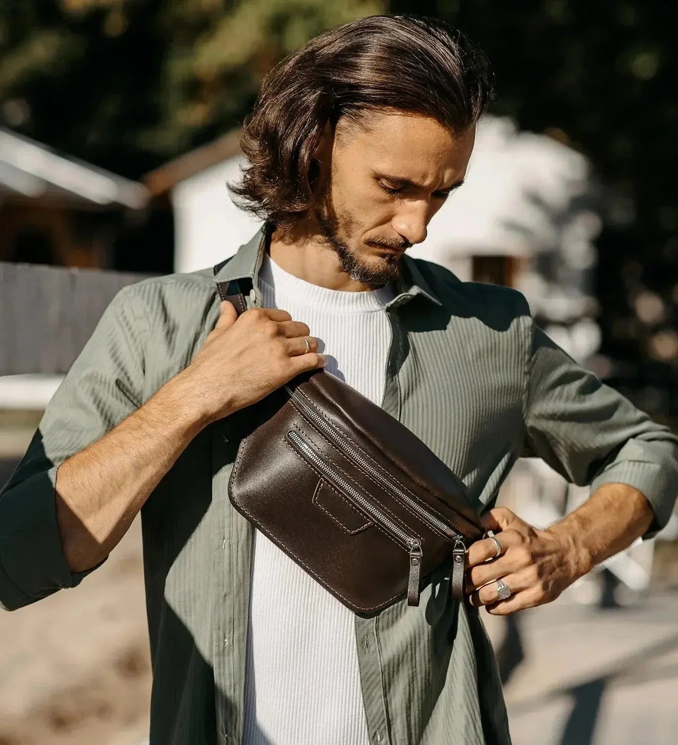 Поясна сумка Bum Bag з класичної шкіри для жінок та чоловіків, фото 21 — Skin&Skin