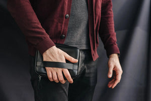 Zippered Leather Organizer for Cables and Tech | Black - Skin and Skin