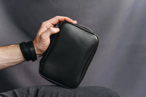 Zippered Leather Organizer for Cables and Tech | Black - Skin and Skin