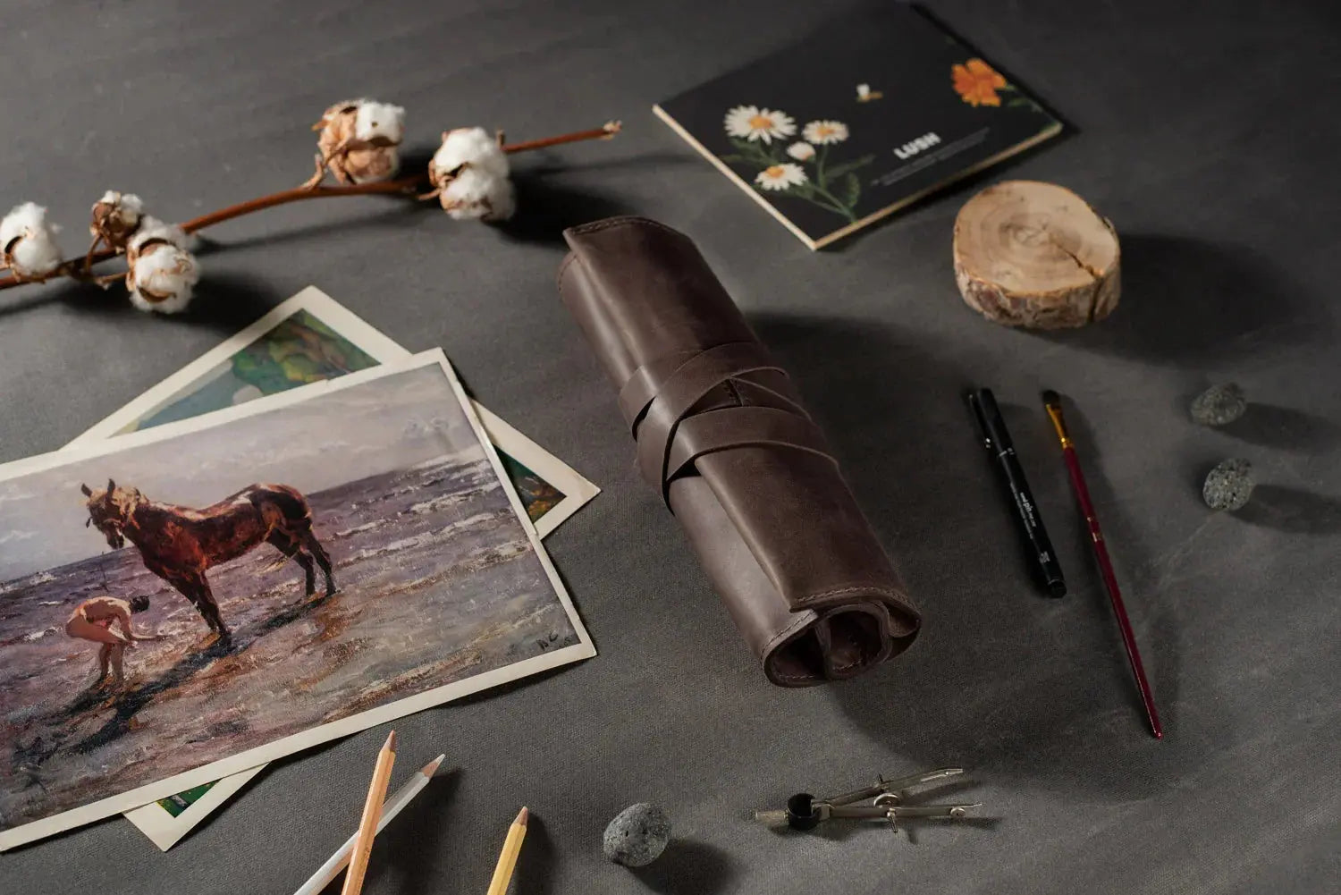 Скрутка-органайзер для пензлів зі шкіри Crazy Horse, фото 10 — Skin&Skin
