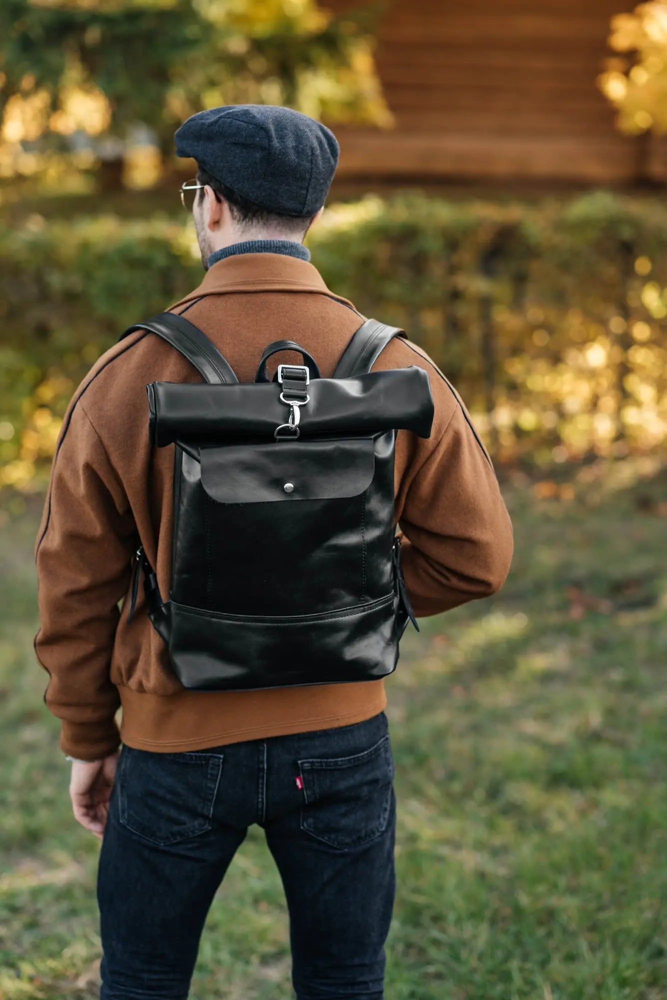 Мінімалістичний шкіряний рюкзак RollTop, фото 9 — Skin&Skin
