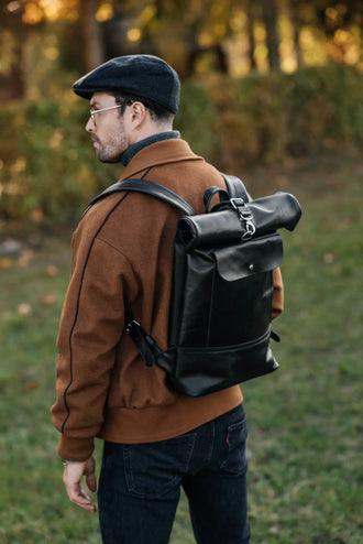 Мінімалістичний шкіряний рюкзак RollTop, фото 10 — Skin&Skin